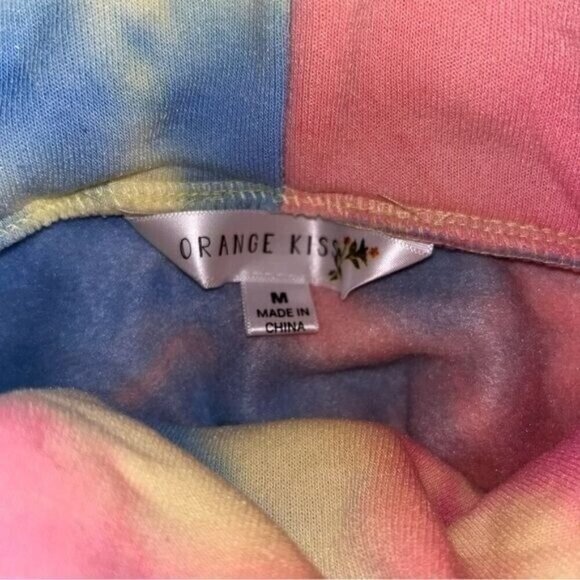 Orange Kiss Multi Color Watercolor Dragon Print Pullover Hipster Hoodie Medium - Picture 9 of 10